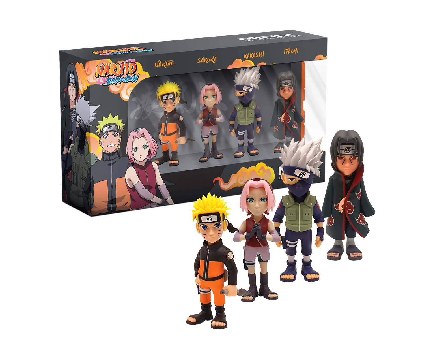 Minix - Anime - Pack de 4 Naruto Shippuden (Naruto, Kakashi, Itachi, Sakura) - Figurines PVC 7 cm