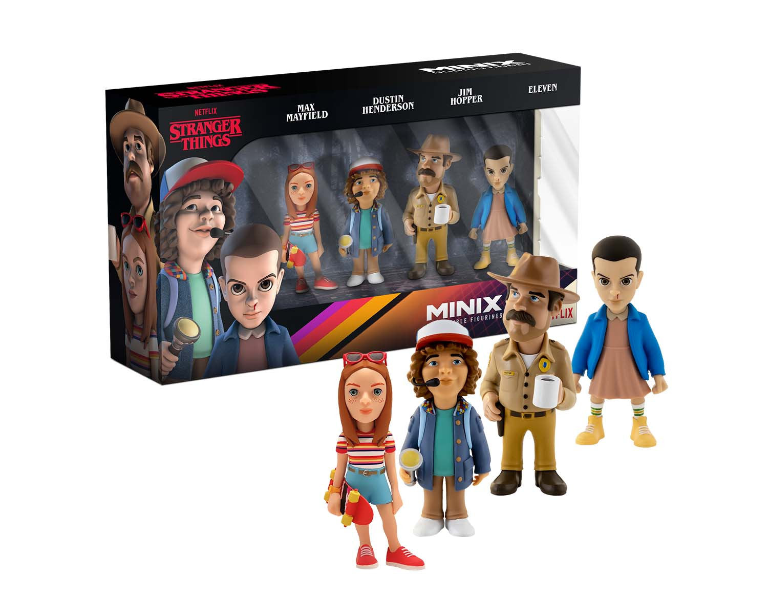 Minix - TV Series - Pack de 4 Stranger Things (Eleven, Dustin, Hopper, Max) - Figurines PVC 7 cm