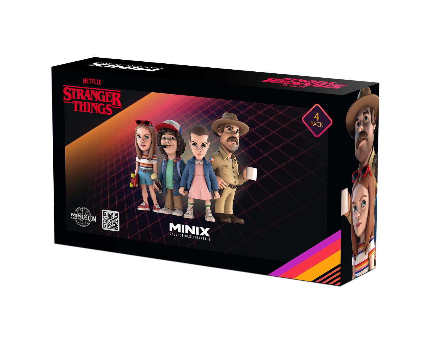 Minix - TV Series - Pack de 4 Stranger Things (Eleven, Dustin, Hopper, Max) - Figurines PVC 7 cm
