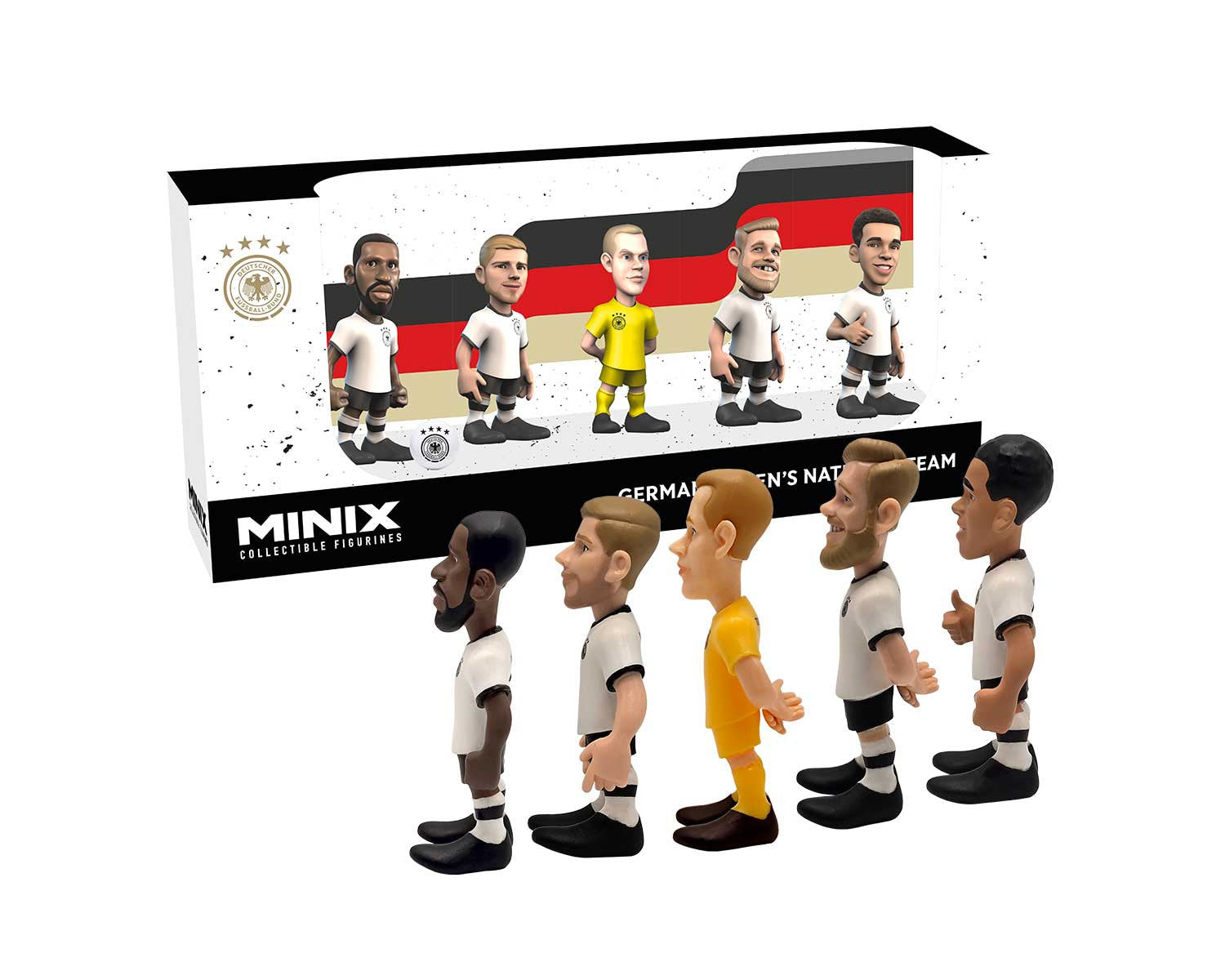Minix - Football Stars - Pack de 5 Allemagne A (Ter Stegen/Werner/Rudiger/Fullkrug/Musiala) - Figurines PVC 7 cm