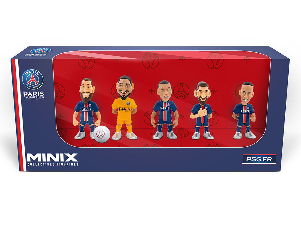 Minix -Football -PSG -PACK DE 5
Messi - Donnarumma - Neymar JR - Mbappé - Ramos -Figurine -7 cm