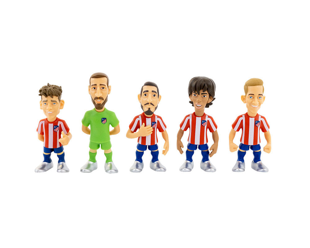 Minix - Football Stars - Pack de 5 Atletico Madrid - Figurines PVC 7 cm - flash vidéo