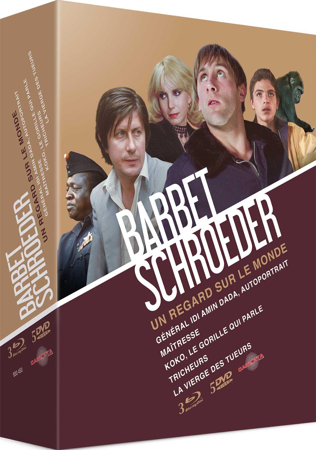 Coffret Barbet Schroeder : Un regard sur le monde (3 Blu-ray + 5 DVD : Général Idi Amin Dada, autoportrait + Maîtresse + Koko, le gorille qui parle + Tricheurs + La vierge des tueurs) [Blu-ray]
