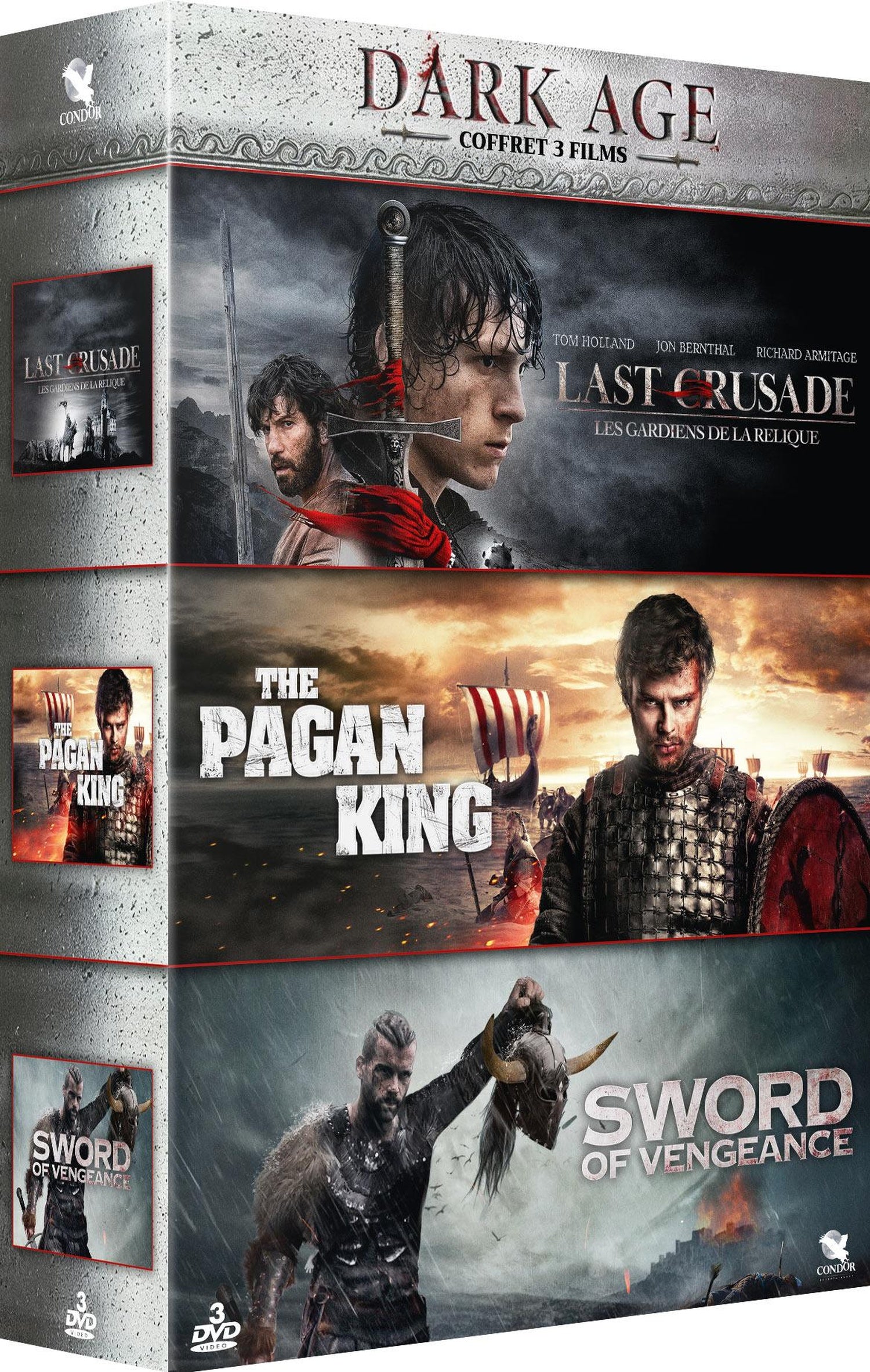 Dark Age - Coffret 3 films : Last Crusade - Les Gardiens de la relique + The Pagan King + Sword of Vengeance [DVD]