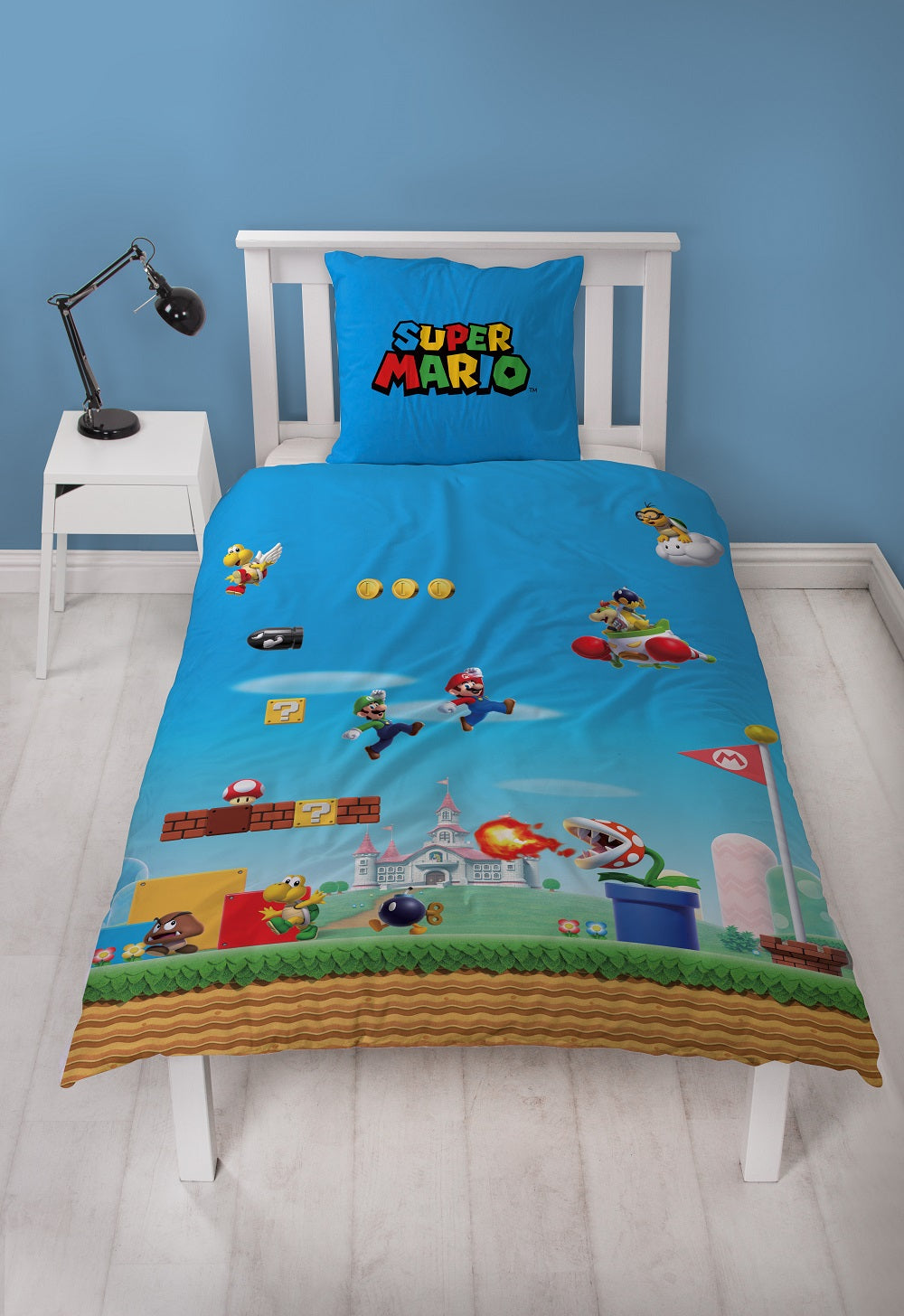 Super Mario Bros. - Parure de lit en microfibre New Super Mario Bros. (200x140cm + 63x63cm) - flash vidéo