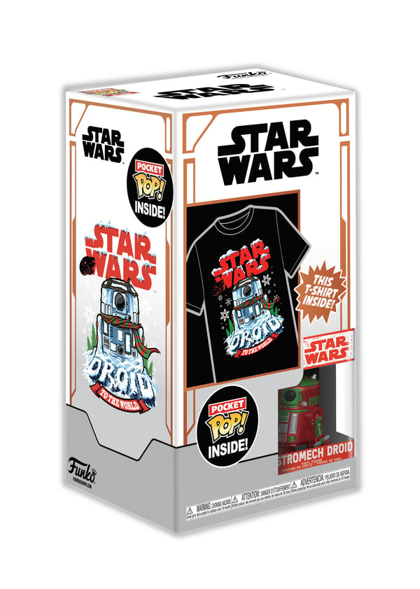 Funko Pocket Pop! & Tee: Star Wars - Holiday R2-D2 (Metallic) - S