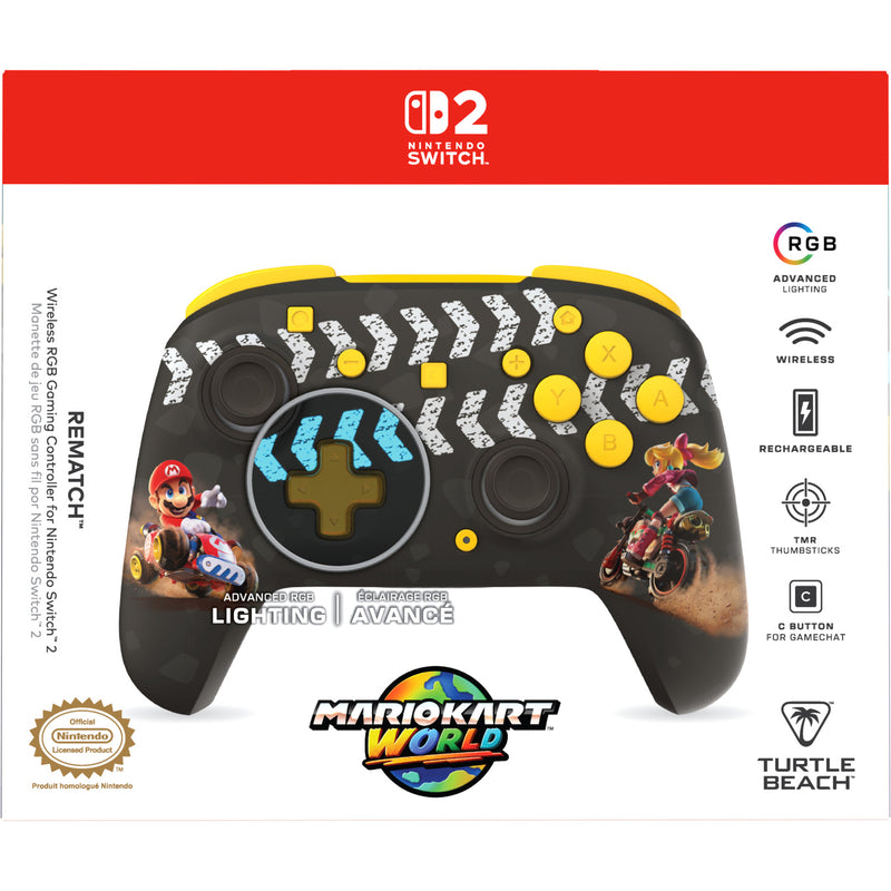 Turtle Beach - Manette sans fil Rematch Mario Kart World pour Nintendo Switch 2, Nintendo Switch, Nintendo Switch Lite et Nintendo Switch modèle OLED