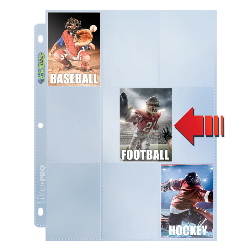 Ultra Pro - Lot de 100 Feuilles de Classeur de 9 Cases à rangement latéral avec fond transparent pour cartes standard
