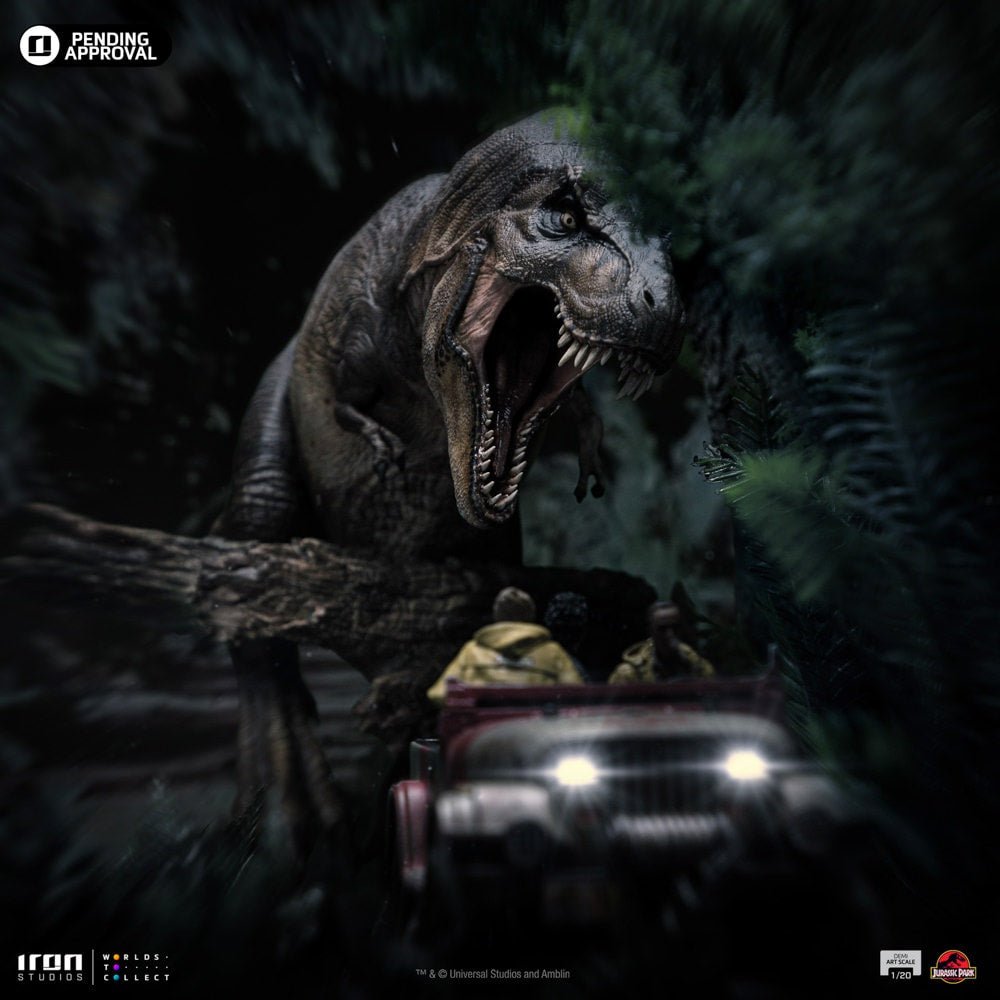 Iron Studios - Demi Art Scale 1/20 - Jurassic Park - T-Rex Chase Statue 60cm - flash vidéo