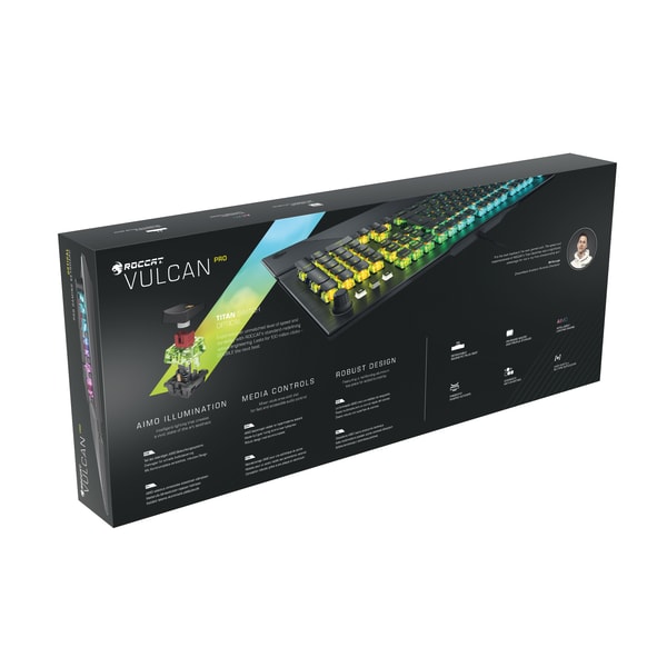 Roccat - Clavier de jeu mécanique optique Vulcan Pro AIMO avec éclairage RGB - Disposition AZERTY française - flash vidéo