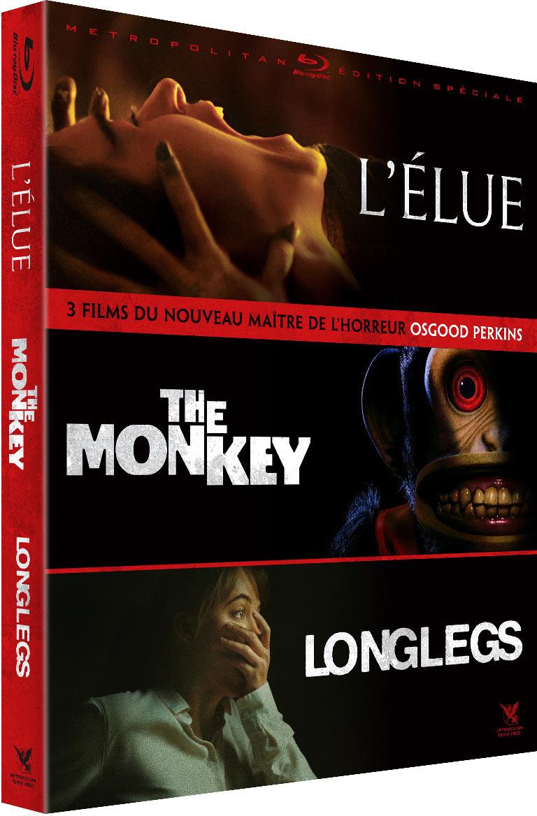3 films du nouveau maître de l'horreur Osgood Perkins : L'Élue + The Monkey + Longlegs [Blu-ray]