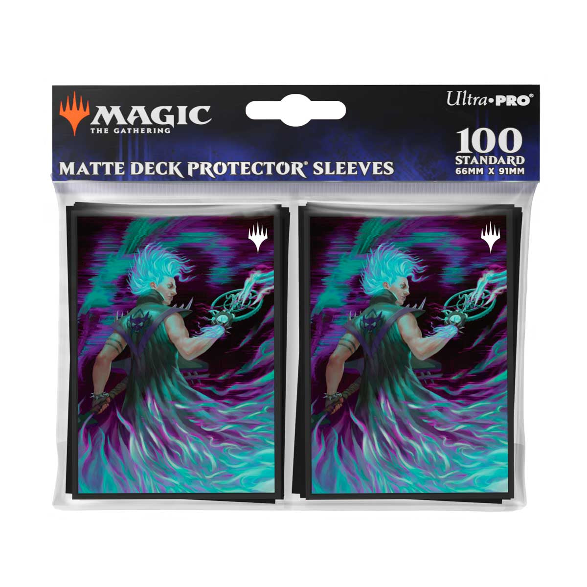 Ultra Pro - Magic: The Gathering - Aetherdrift - Sachet de 100 protèges cartes standard Winter, Cursed Rider (66 x 91 mm) - flash vidéo