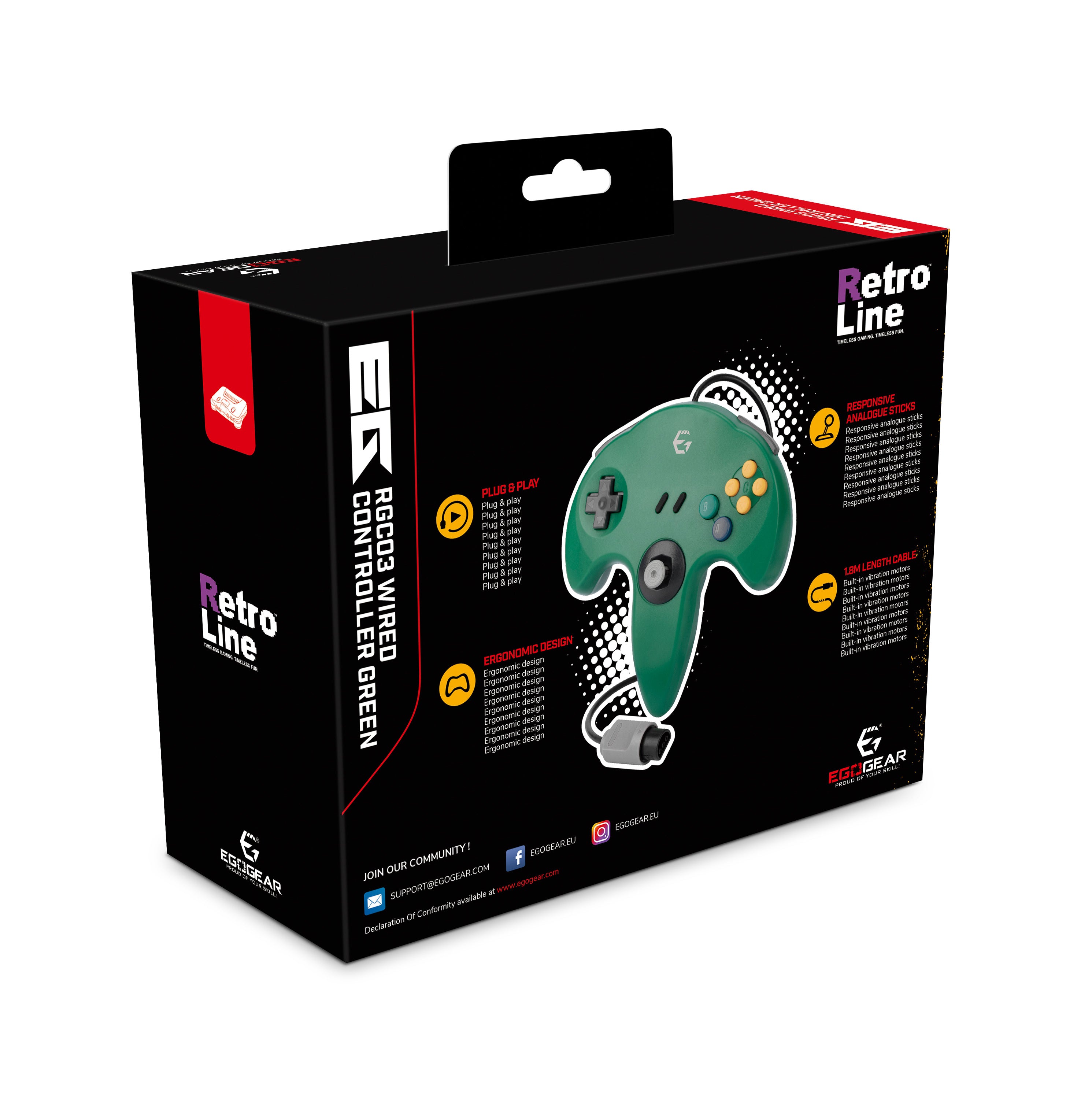 EgoGear - Manette filaire RGC03 Verte pour N64
