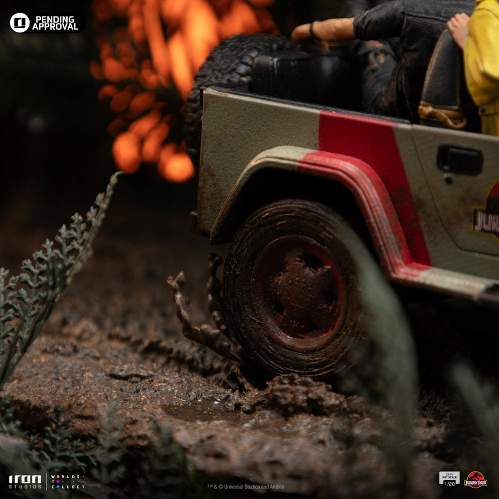 Iron Studios - Demi Art Scale 1/20 - Jurassic Park - T-Rex Chase Statue 60cm - flash vidéo