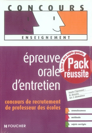 Pack réussite ; épreuve orale d'entretien + livre