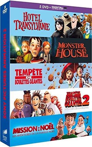 Coffret animation 5 DVD - Hôtel Transylvanie + Monster House + Tempête de boulettes géantes + Tempête de boulettes géantes 2 + Mission: Noël, les aventures de la famille Noël [DVD] - flash vidéo