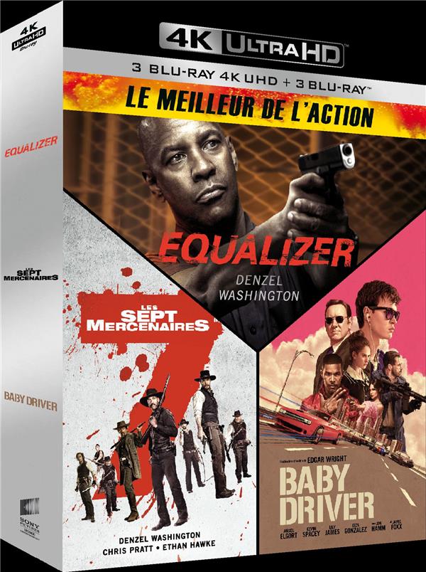Meilleur de l'action - Coffret : Equalizer + Les Sept Mercenaires + Baby Driver [4K Ultra HD]