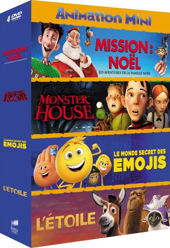 Coffret Animation 4 films : Mission : Noël + Monster House + Le Monde secret des Emojis + L'Étoile [DVD] - flash vidéo