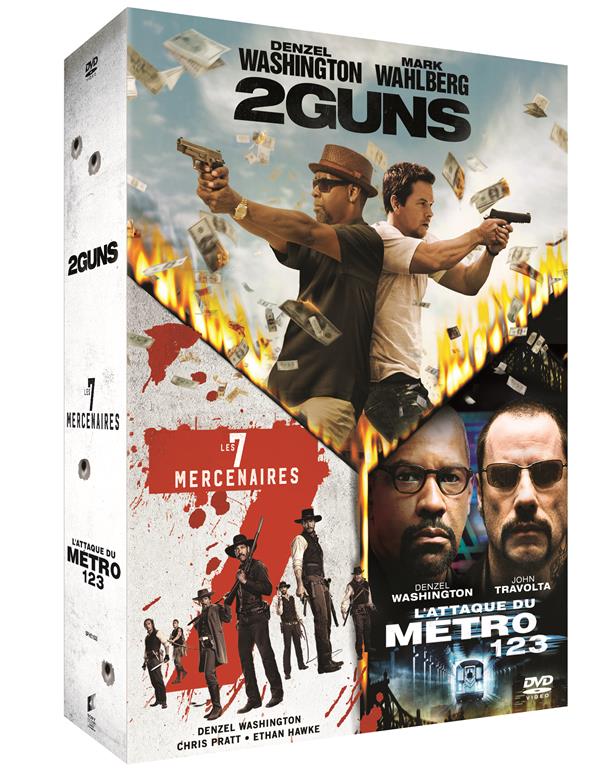 Denzel Washington - Coffret : 2 Guns + Les Sept Mercenaires + L'Attaque du métro 123 [DVD]