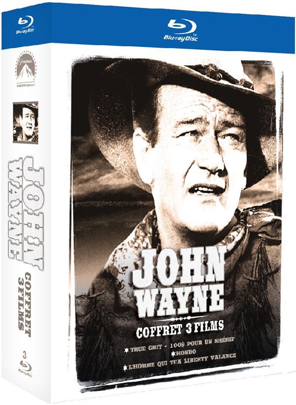 John Wayne - Coffret 3 films - True Grit, 100 pour un shérif + Hondo + L'homme qui tua Liberty Valance [Blu-ray]