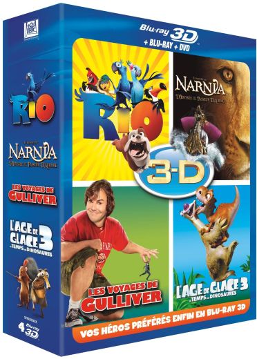 Coffret 3D active : Rio + L'âge de glace 3 + Le monde de Narnia 3 + Les voyages de Gulliver [Blu-ray 3D]