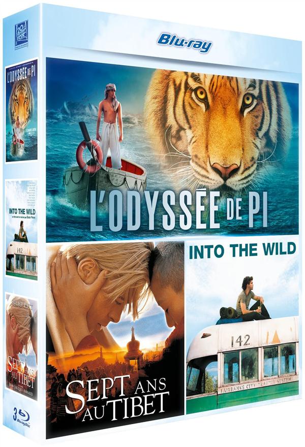 Grands espaces : L'odyssée de Pi + Sept ans au Tibet + Into the Wild [Blu-ray]