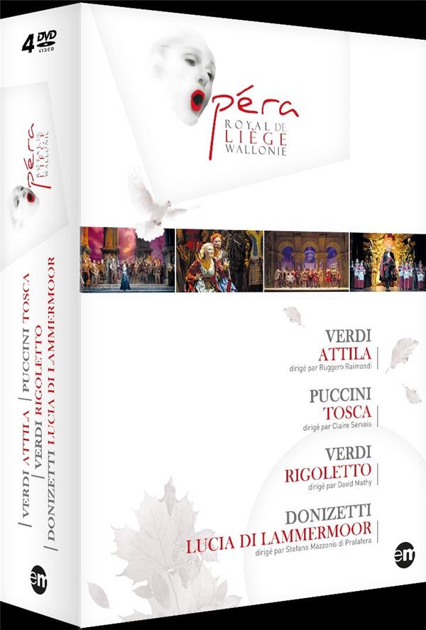 Opéra Royal de Liège Wallonie : Verdi : Attlia + Puccini : Tosca + Verdi : Rigoletto + Donizetti : Lucia di Lamermoor [DVD]