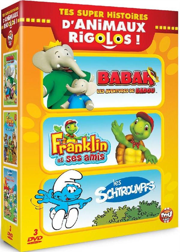 Tes super histoires d'animaux rigolos - Babar, les aventures de Badou + Franklin et ses amis + Les Schtroumpfs [DVD]