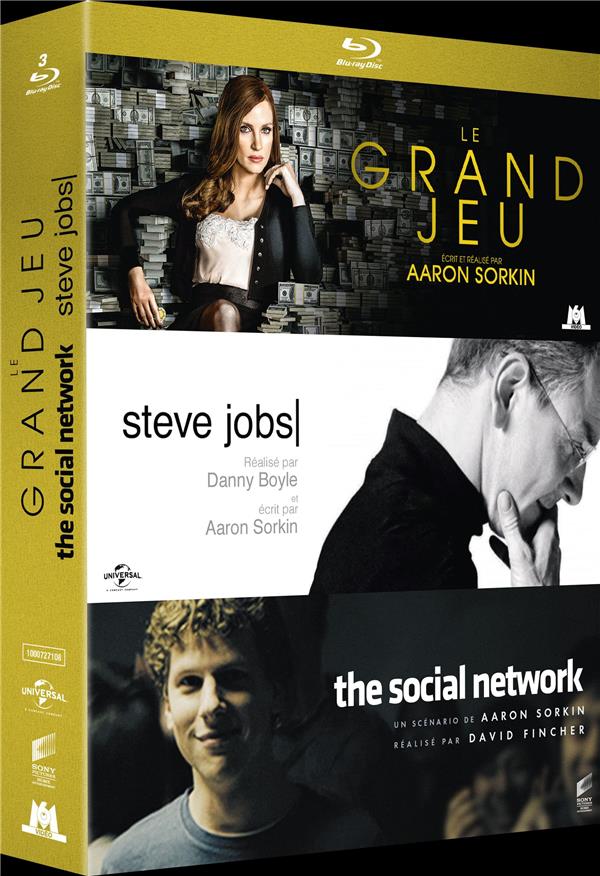 Coffret Aaron Sorkin 3 films : le grand jeu ; Steve Jobs ; the social network [Blu-ray]