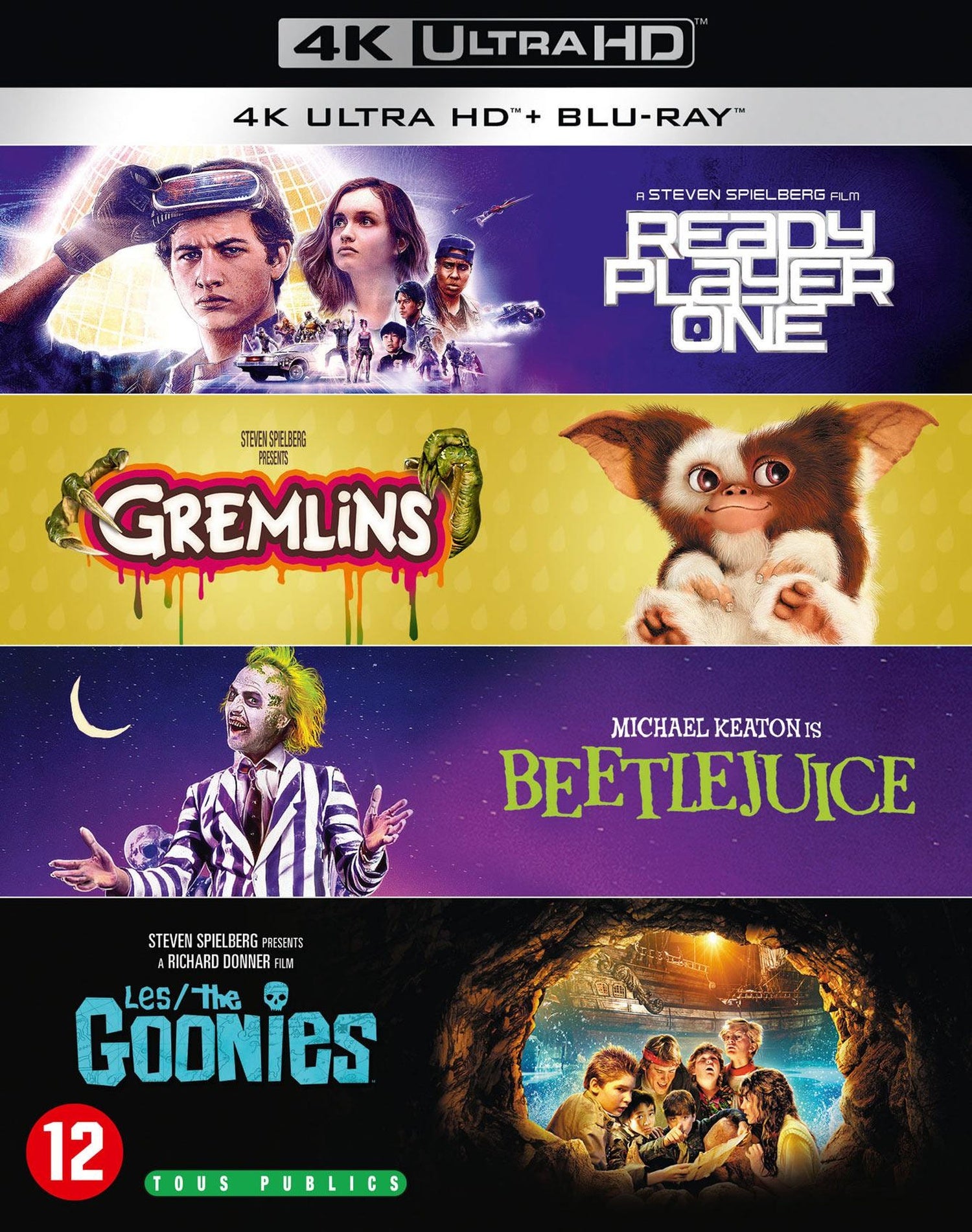 Années 1980 - 4 films collection : Les Goonies + Gremlins + Beetlejuice + Ready Player One [4K Ultra HD]
