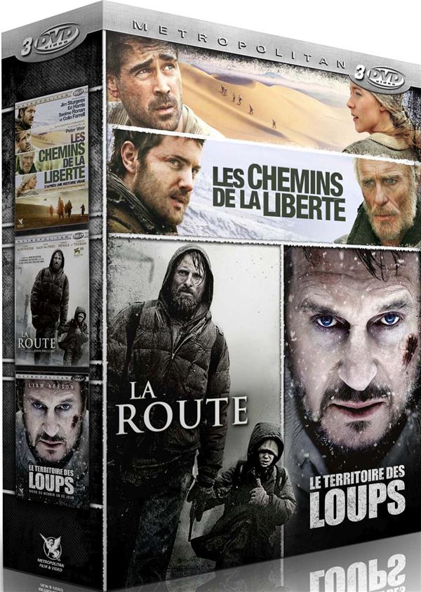 Survie - Coffret 3 films : Le territoire des loups + La route + Les chemins de la liberté [DVD]