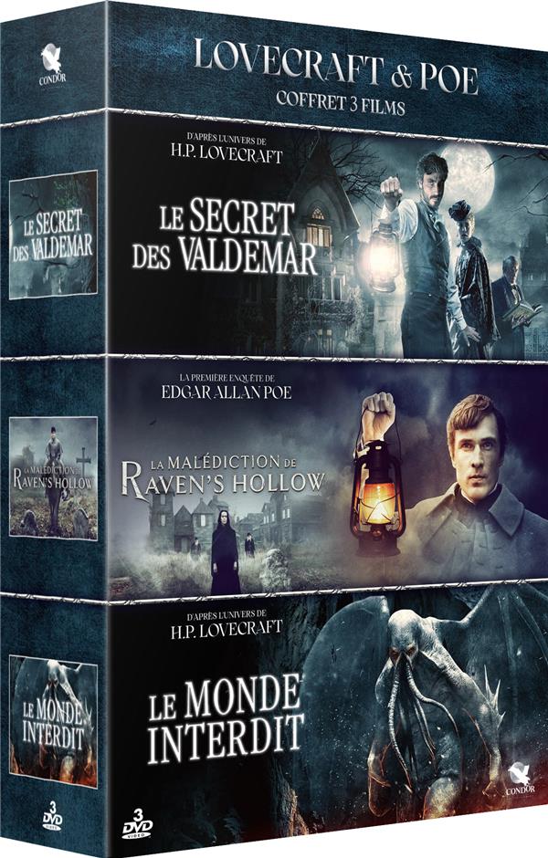 Lovecraft & Poe - Coffret 3 films : Le Territoire des Ombres : Le secret des Valdemar & Le monde interdit  + La Malédiction de Raven's Hollow [DVD]
