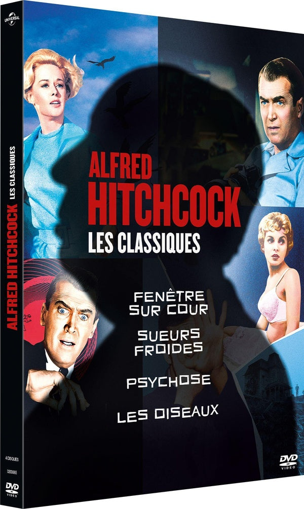 Alfred Hitchcock, les classiques : Fenêtre sur cour + Sueurs froides + Psychose + Les Oiseaux [DVD]