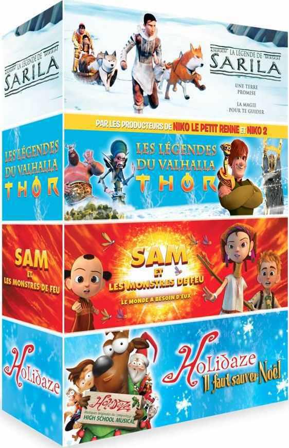 Animation - Coffret 4 films : La Légende de Sarila + Sam et les Monstres de Feu + Thor et les légendes du Valhalla + Holidaze - Il faut sauver Noël [DVD]