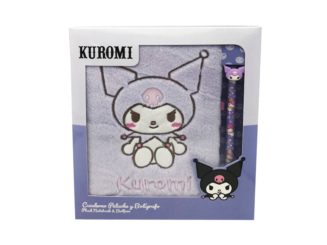 Sanrio - Ensemble cahier et stylo à bille Kuromi en peluche
