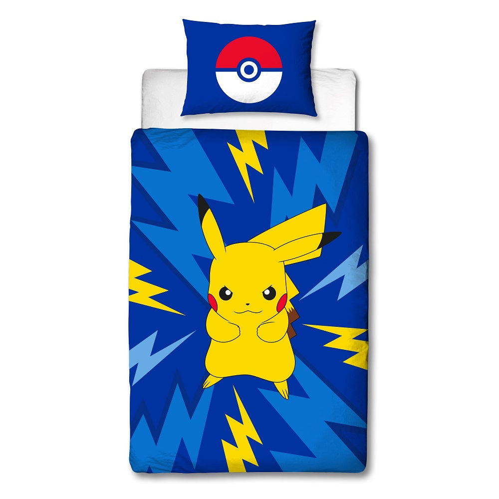 Pokémon - Parure de lit en microfibre Pikachu IV (140x200cm + 63x63cm) - flash vidéo