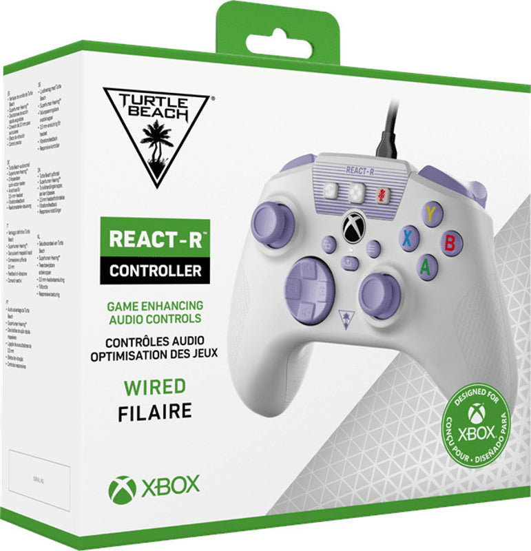 Turtle Beach - Manette de jeu filaire REACT-R Blanche et Violette pour Xbox Series X|S, Xbox One et Windows 10/11