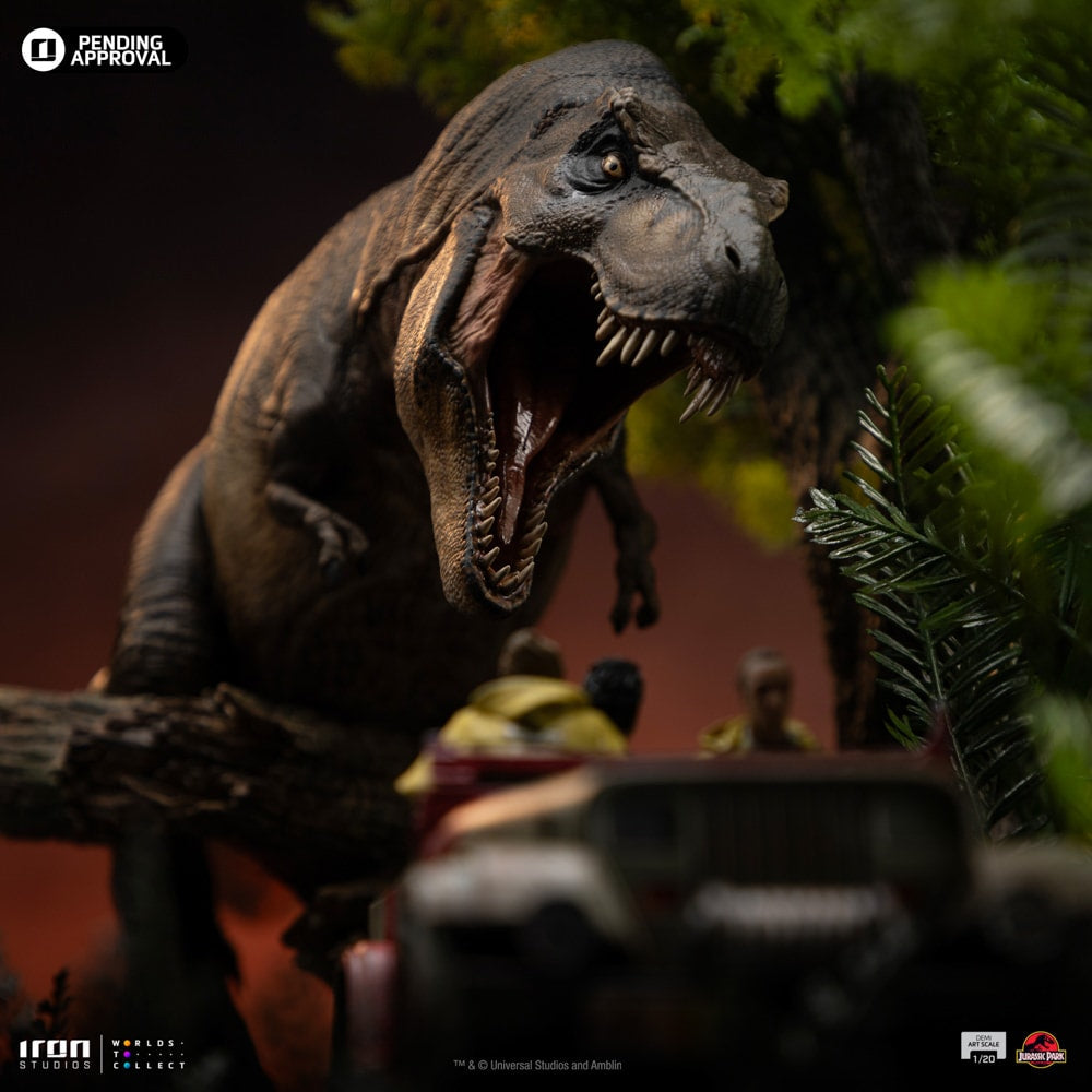 Iron Studios - Demi Art Scale 1/20 - Jurassic Park - T-Rex Chase Statue 60cm - flash vidéo