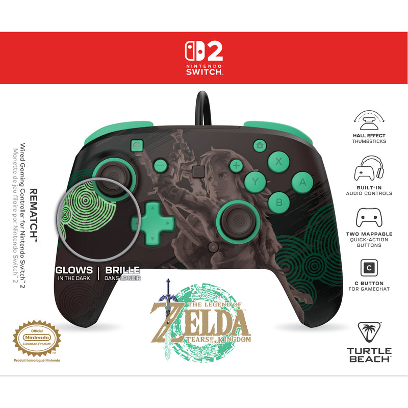 Turtle Beach - Manette filaire Rematch The Legend of Zelda pour Nintendo Switch 2, Nintendo Switch et Nintendo Switch modèle OLED