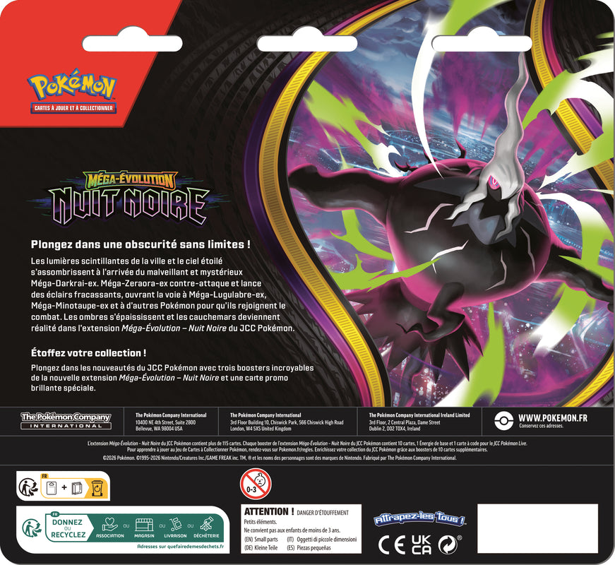 Pokémon JCC - Pack de 3 Boosters sous blister Méga-Évolution - ME05 Nuit Noire Opermine