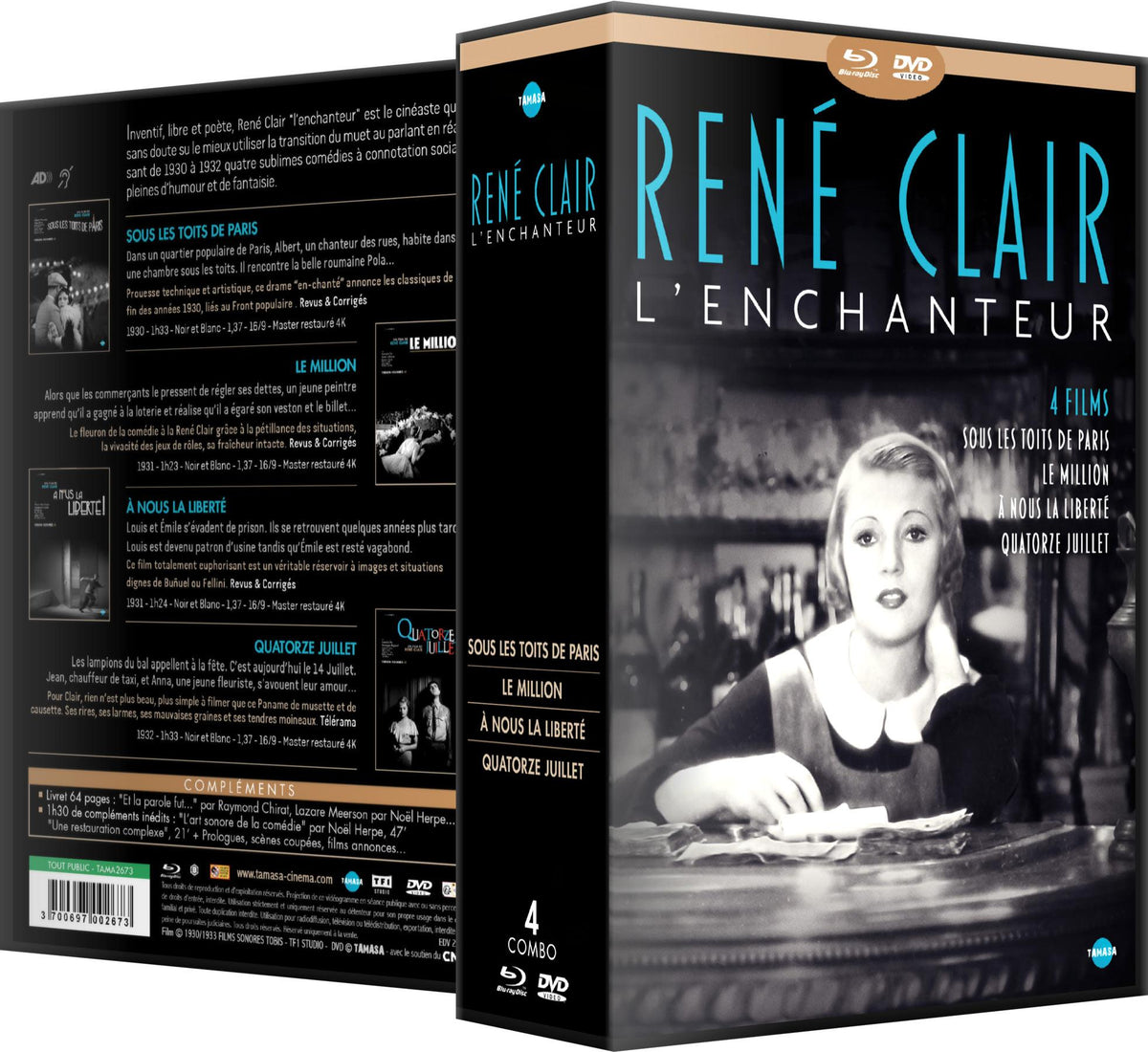 René Clair l'enchanteur - Coffret 4 films : Sous les toits de Paris + Le Million + À nous la liberté + Quatorze Juillet [Blu-ray]