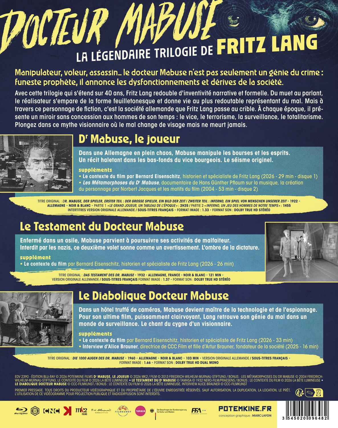 Docteur Mabuse - Trois films de Fritz Lang [Blu-ray]