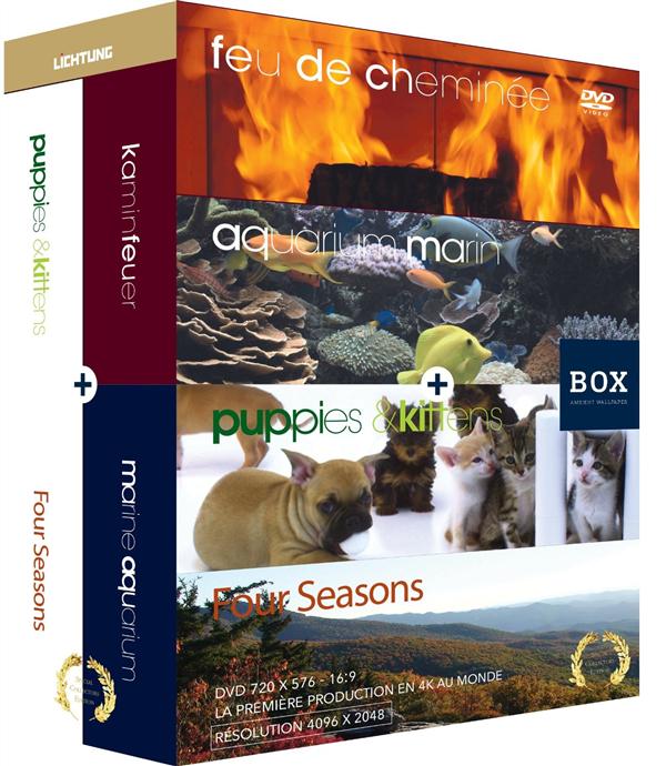 Coffret feu de cheminée ; aquarium ; chiots et chatons ; quatre saisons [DVD]