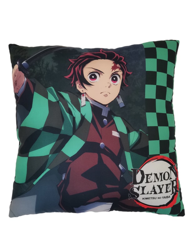 Demon Slayer: Kimetsu no Yaiba - Coussin double face Tanjiro et Nezuko (40x40cm) - flash vidéo