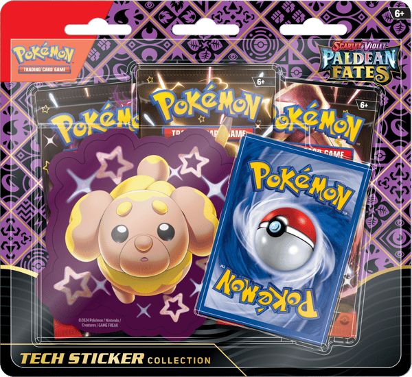 Pokémon TCG - Scarlet & Violet - Paldean Fates Tech Sticker Collection (Fidough, Maschiff or Greavard - 1x random blister) - flash vidéo