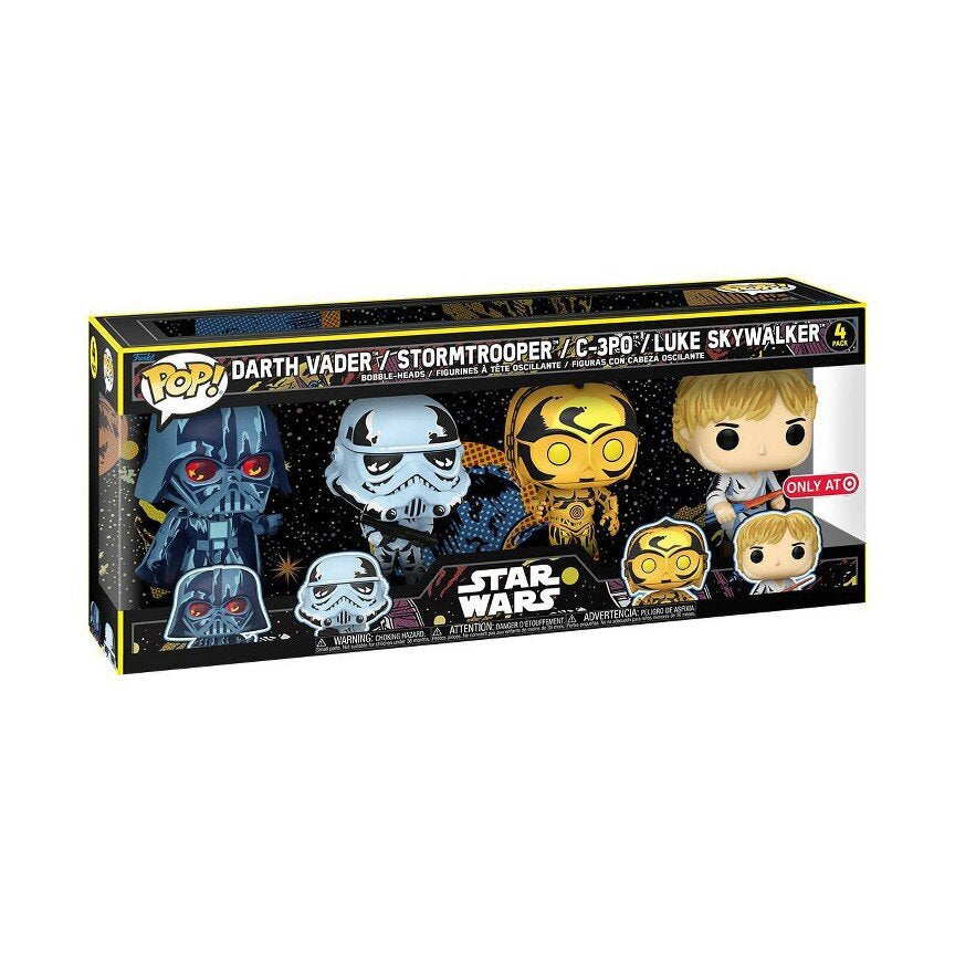 Funko Pop! 4-Pack: Retro Series: Star Wars - Darth Vader / Stormtrooper / C-3PO / Luke Skywalker (Special Edition) - flash vidéo