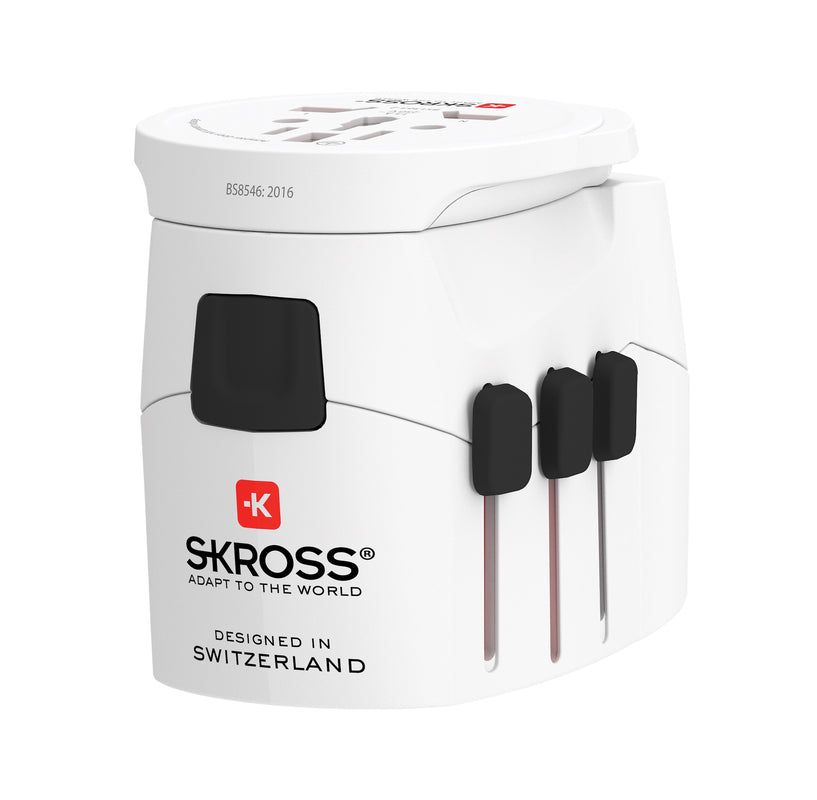 SKROSS - World Travel Adapter with Ground Plugs( no Swiss & Italy ) + 2 USB SLOT 2400 mA + world to europe