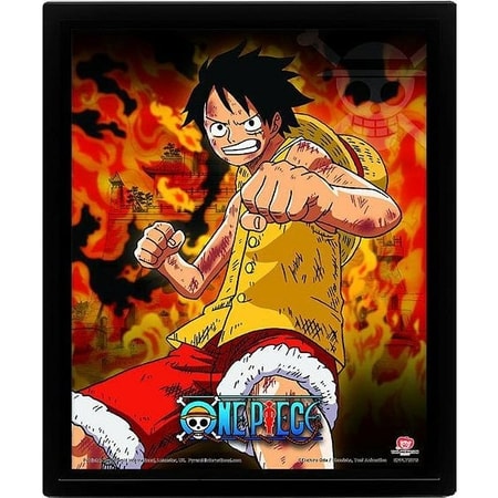 One Piece - "Brothers Burning Rage" Cadre 3D Lenticulaire 26x20cm - flash vidéo