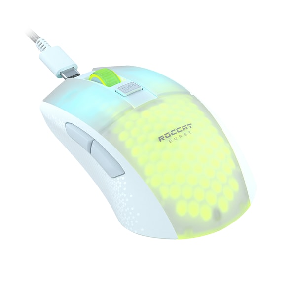 Roccat - Souris de jeu optique RGB sans-fil et légère Burst Pro Air Blanche - flash vidéo
