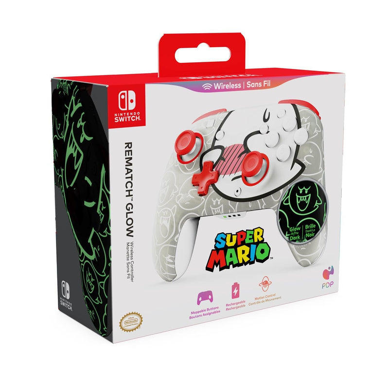 PDP - Manette sans fil Rematch Glow Boo pour Nintendo Switch, Switch Lite et Switch Modèle OLED